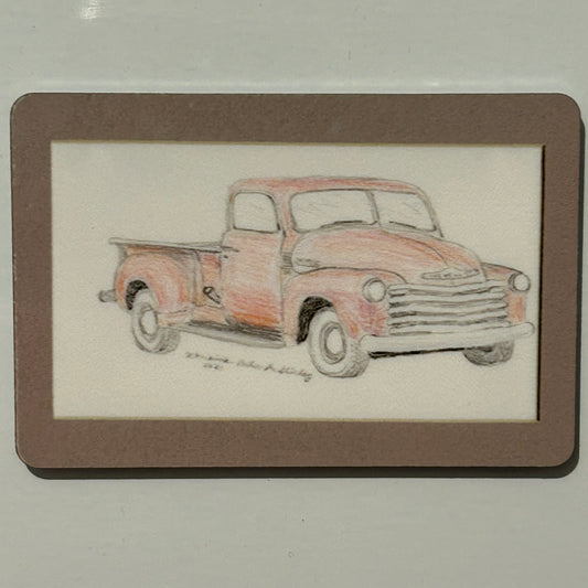 Old Red Chevrolet Pickup Truck, 2"x3" MAGNET