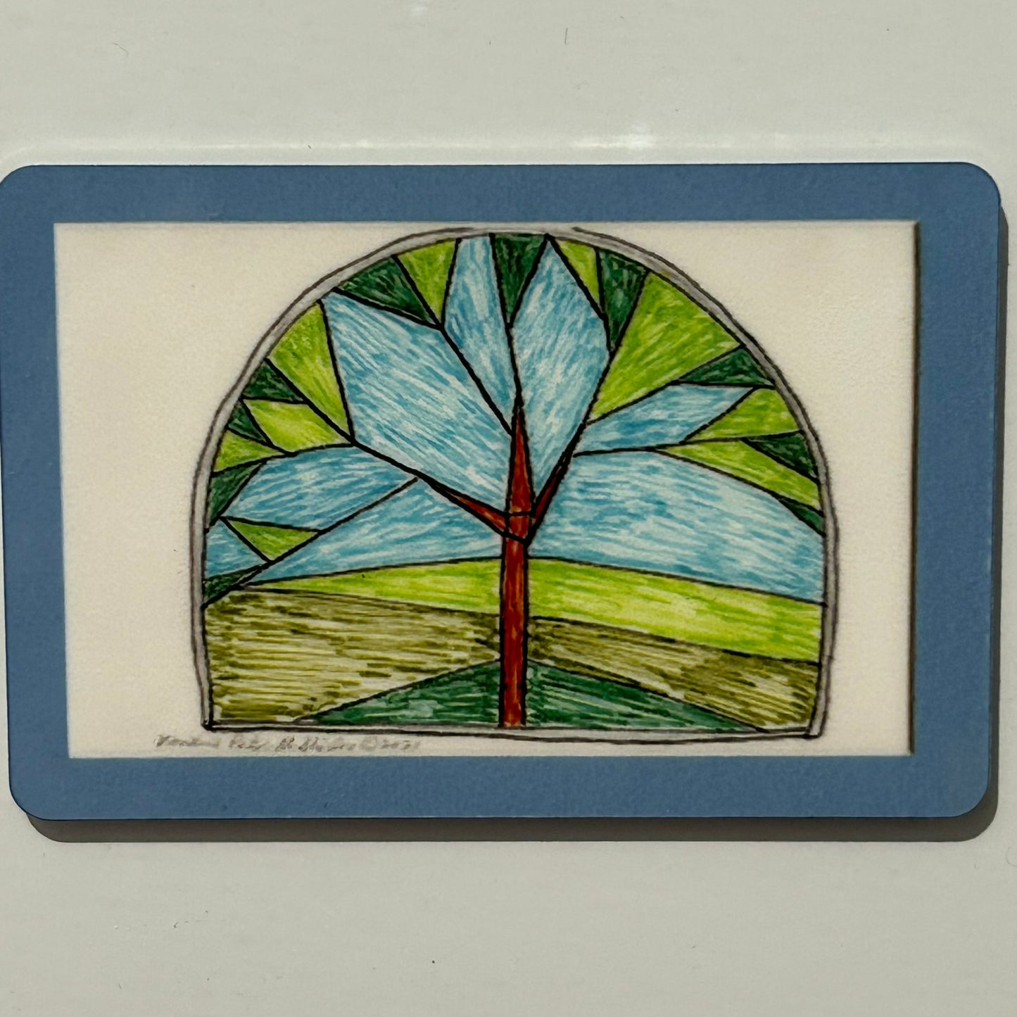 Stained Glass Tree with Hills and Sky, 2"x3" MAGNET