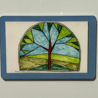 Stained Glass Tree with Hills and Sky, 2"x3" MAGNET