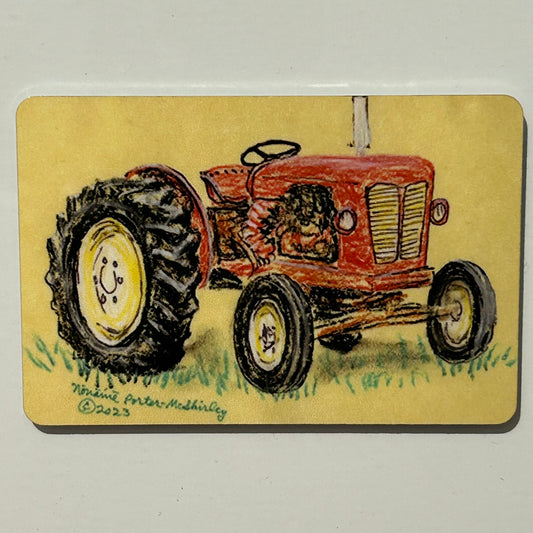 Old Red Farm Tractor, 2"x3" MAGNET