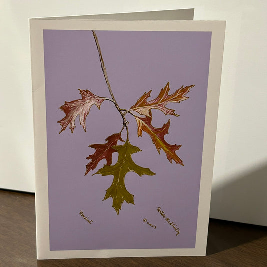 Autumn-Colored Pin Oak Leaves, 5x7 NOTECARD with Envelope